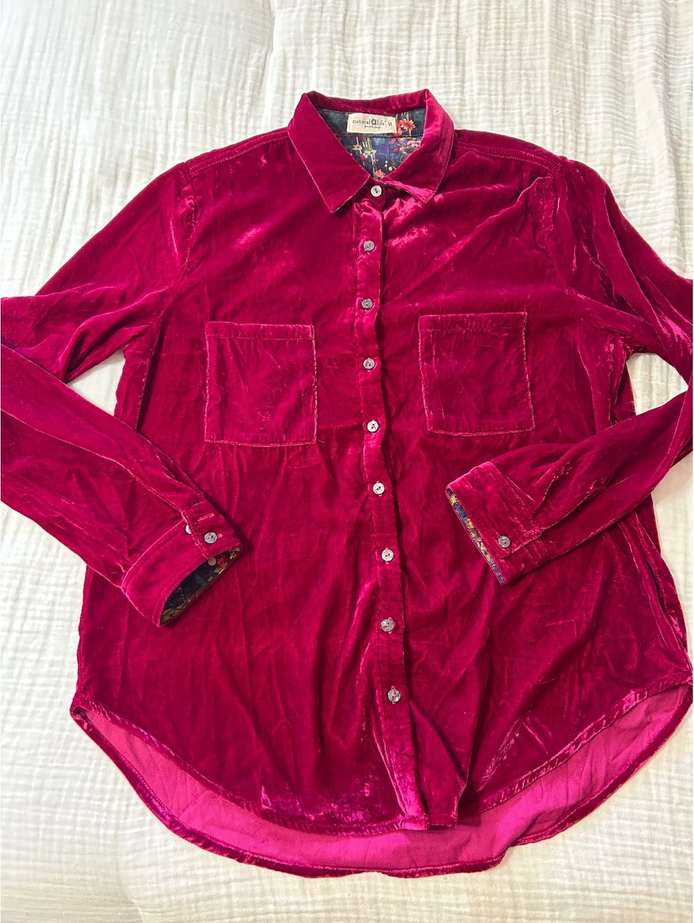 Natural Life Velvet Button Down Bohemian Shirt